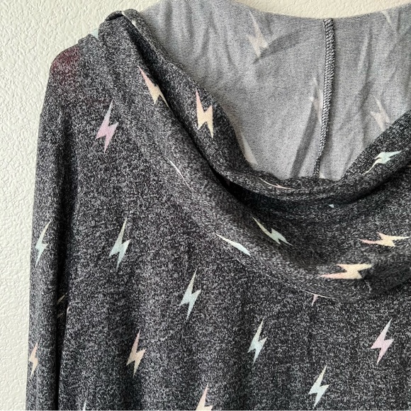 PINK Victoria’s Secret Black Rainbow Ombré Lightning Bolt Zip Up Hoodie - Sz L - Picture 6 of 8